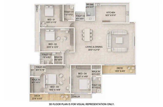 Gami Isle Of Breeze Seawoods - Floor plan 4 BHK 2529 Sq.ft