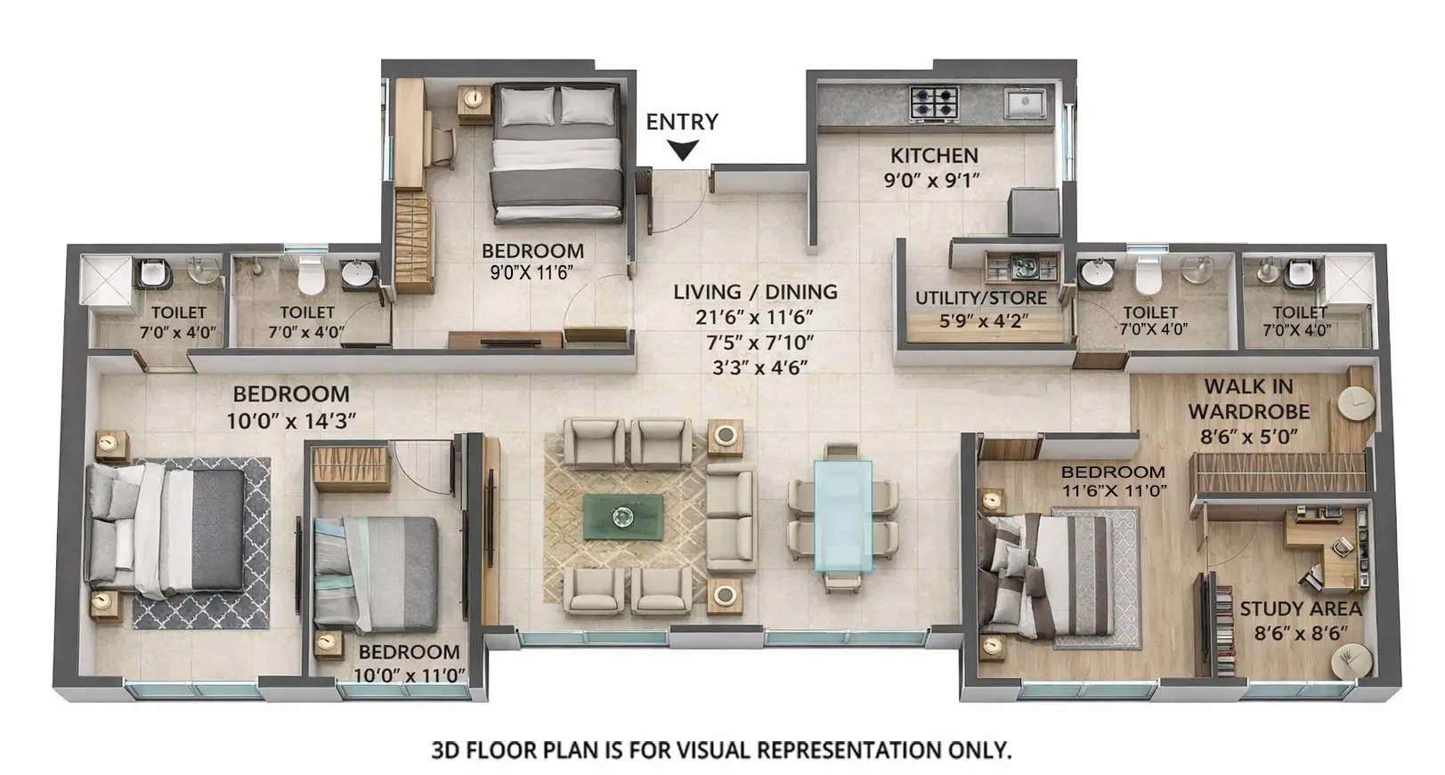 Floor plan for 4 BHK