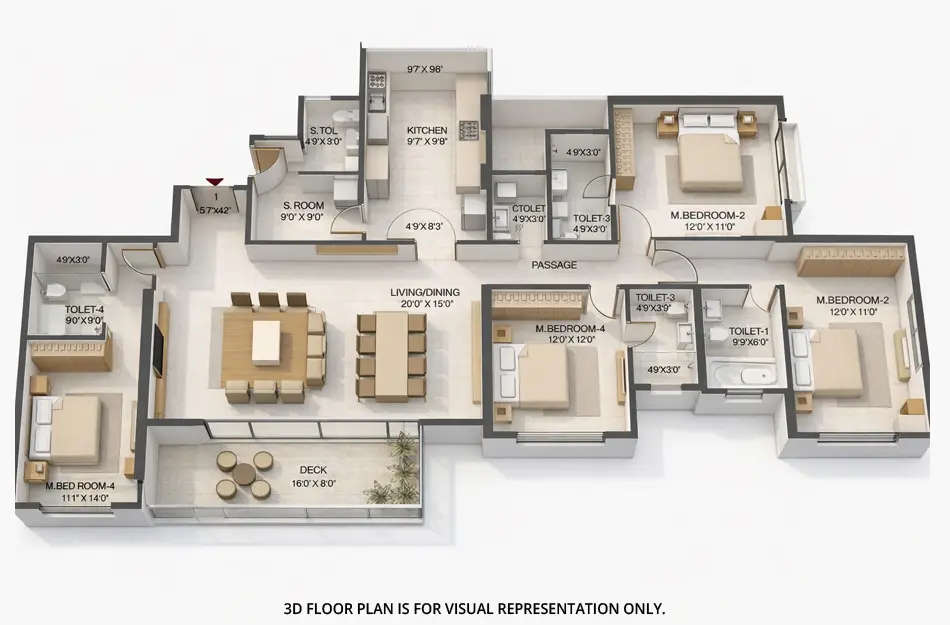 Floor plan for 4 BHK