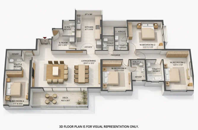 Hiranandani Westgate Ghodbunder Road - Floor plan 4 BHK 1761 Sq.ft