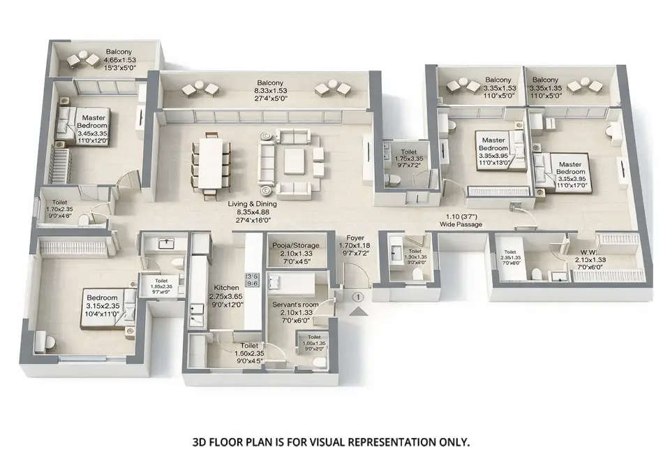 Floor plan for 4 BHK