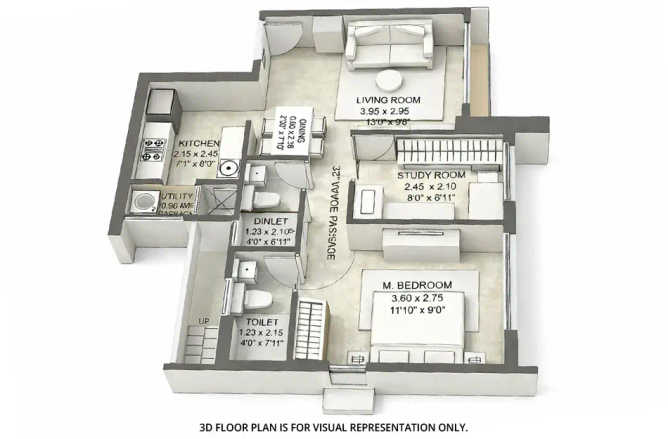 Kalpataru Park City Kolshet Road - Floor plan 2 BHK 473 Sq.ft