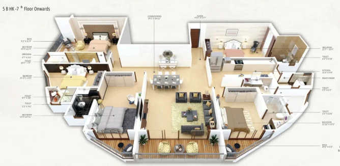 Tridhaatu Aranya Chembur - Floor plan 5 BHK 2036 Sq.ft