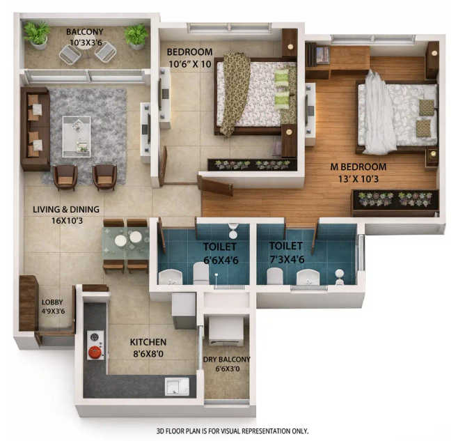 Saheel Itrend Futura Baner - Floor plan 2 BHK 669 Sq.ft