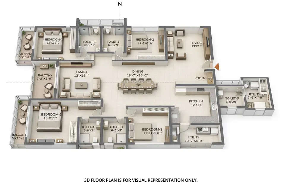 Floor plan for 4 BHK