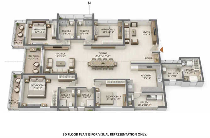 Runwal 25 Hour Life Ghodbunder Road - Floor plan 4 BHK 1268 Sq.ft