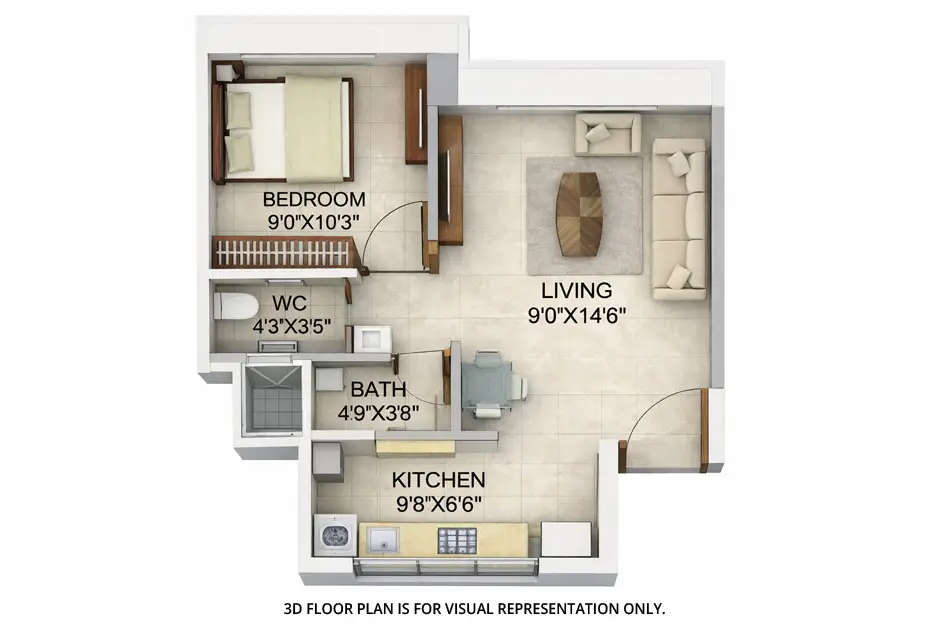 Floor plan for 1 BHK