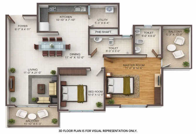 Rustomjee Uptown Urbania Majiwada - Floor plan 2 BHK 682 Sq.ft
