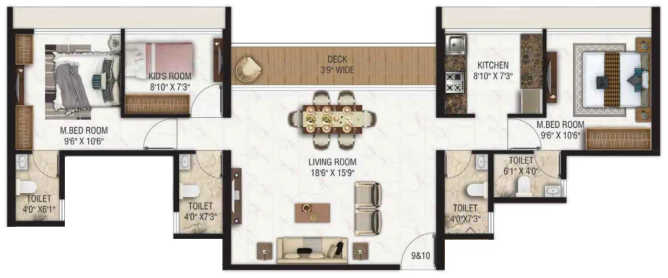 Today Saubhagyam Panvel - Floor plan 2 BHK 600 Sq.ft