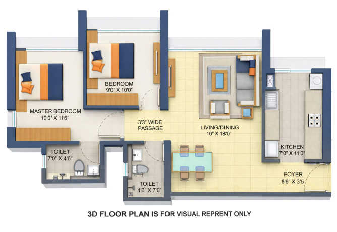Runwal Forest Kanjurmarg - Floor plan 2 BHK 616 Sq.ft