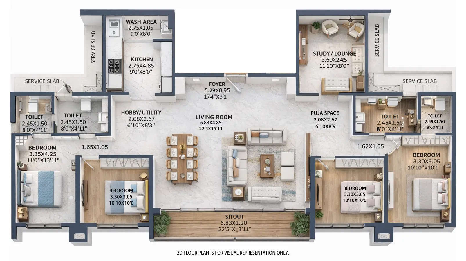 Floor plan for 4.5 BHK