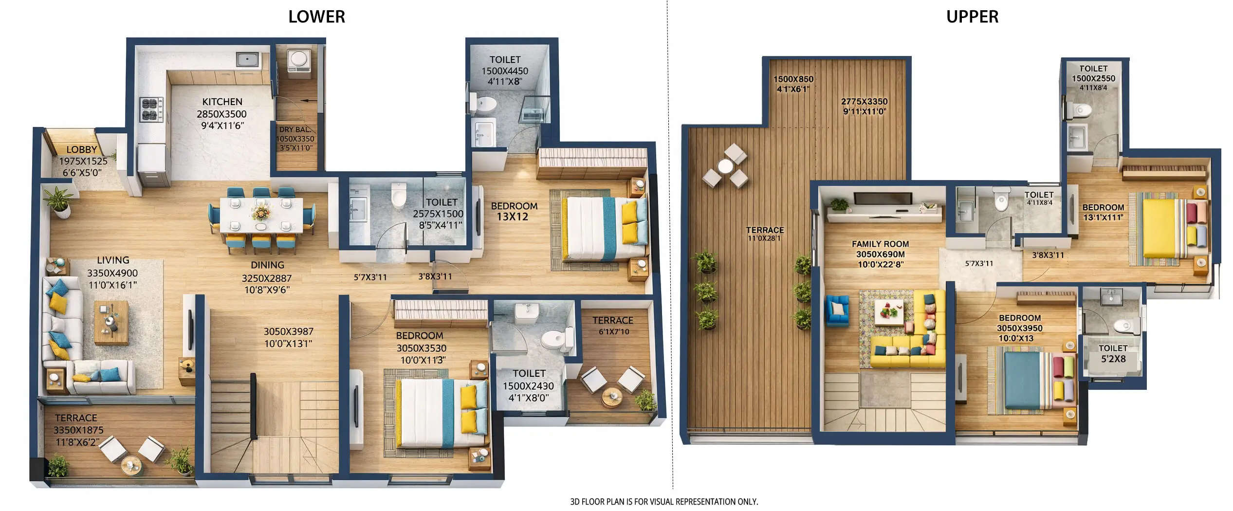 Floor plan for 4 BHK