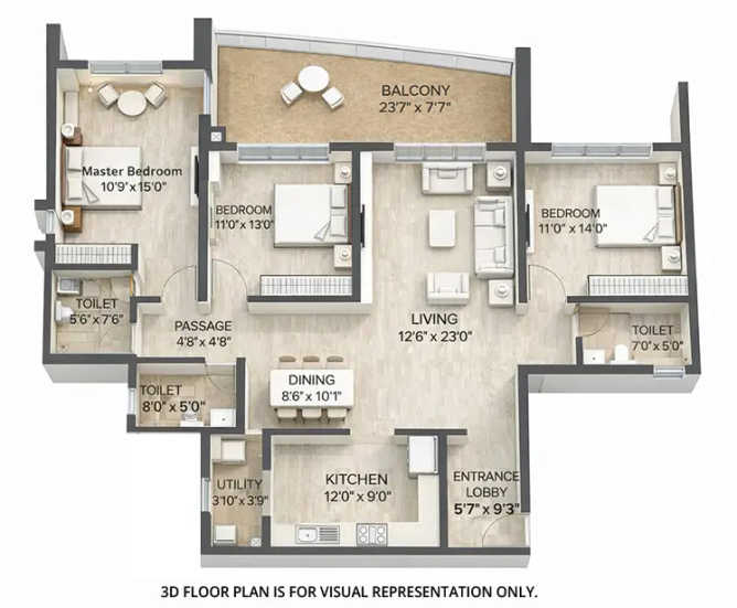 Pride World City Charholi - Floor plan 3 BHK 1488 Sq.ft