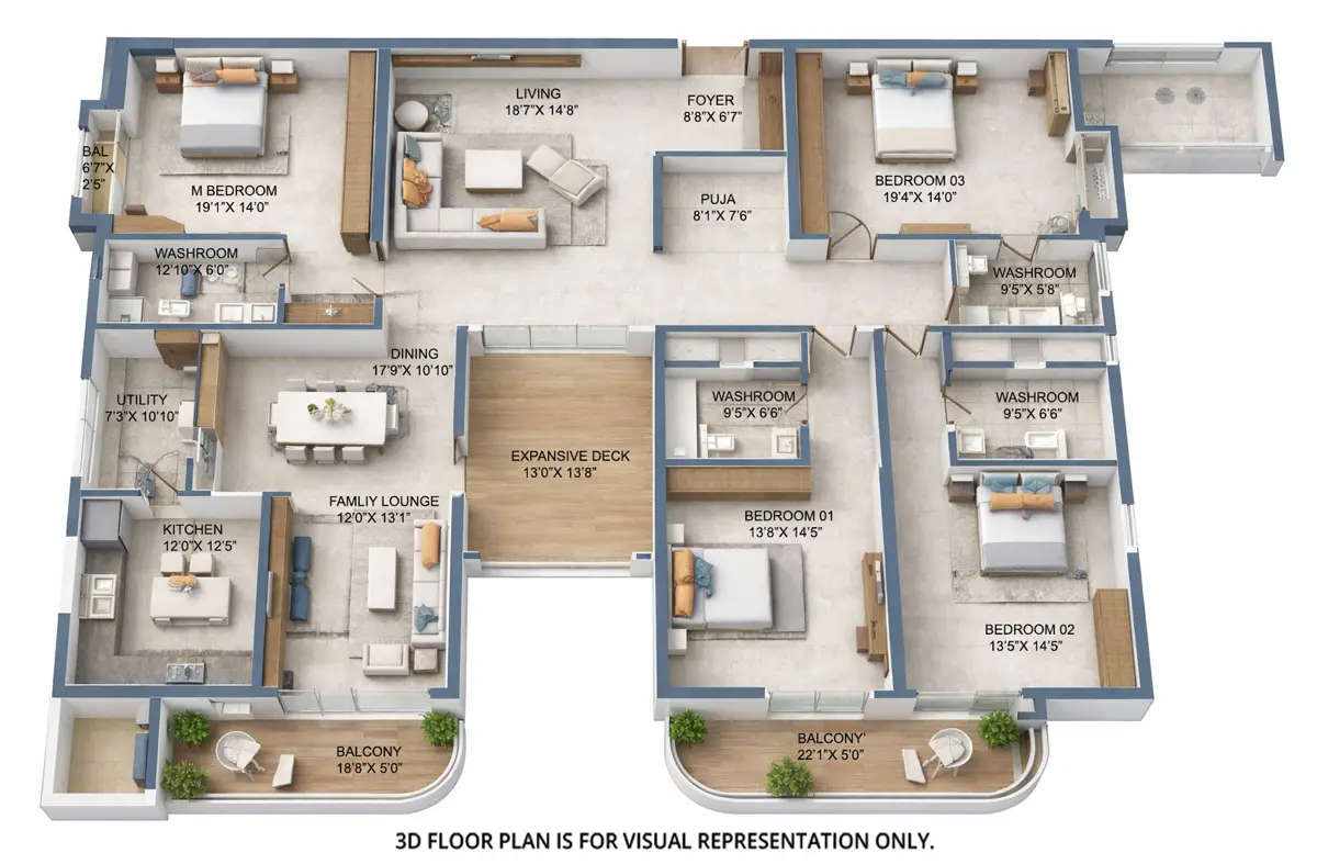Floor plan for 4 BHK