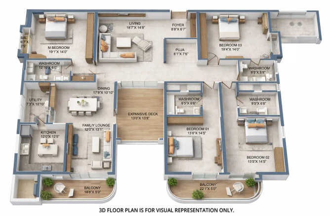 Brigade Gateway Kokapet - Floor plan 4 BHK 4953 Sq.ft