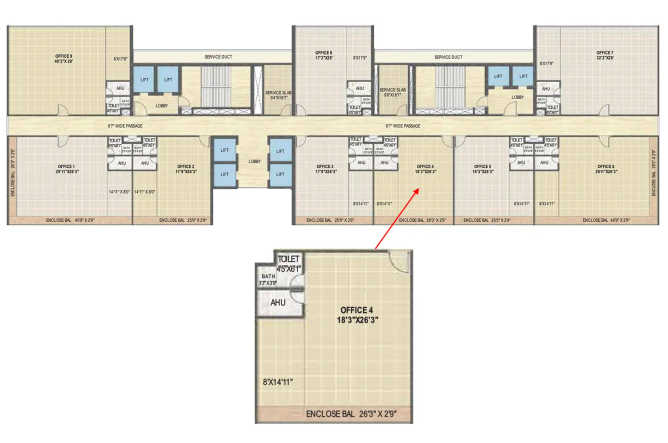 IJB Mark 1 Nerul - Floor plan Commercial Office 756 Sq.ft