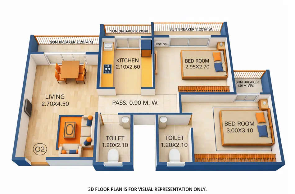 Orchid Square Ambernath - Floor plan 2 BHK 450 Sq.ft