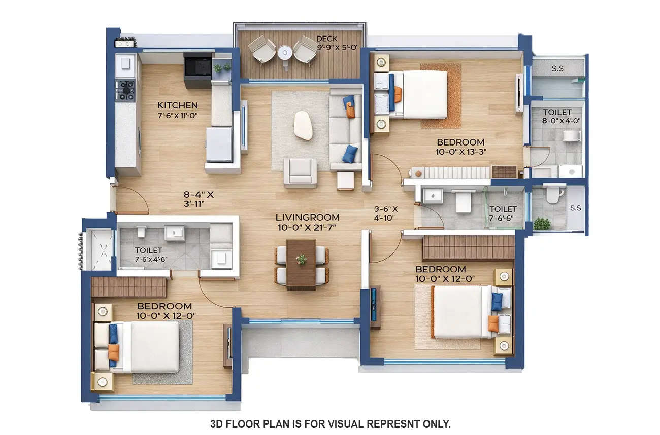 Arkade Rare Bhandup - Floor plan 3 BHK 912 Sq.ft