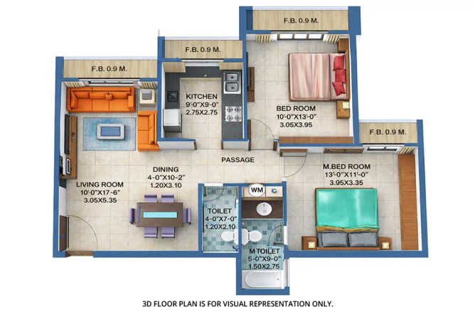 Arihant Clan Aalishan Kharghar - Floor plan 2 BHK 830 Sq.ft