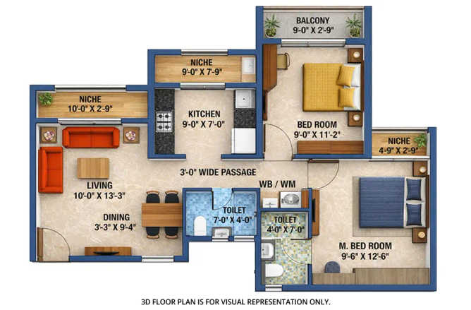 Arihant Aspire Panvel - Floor plan 2 BHK 680 Sq.ft