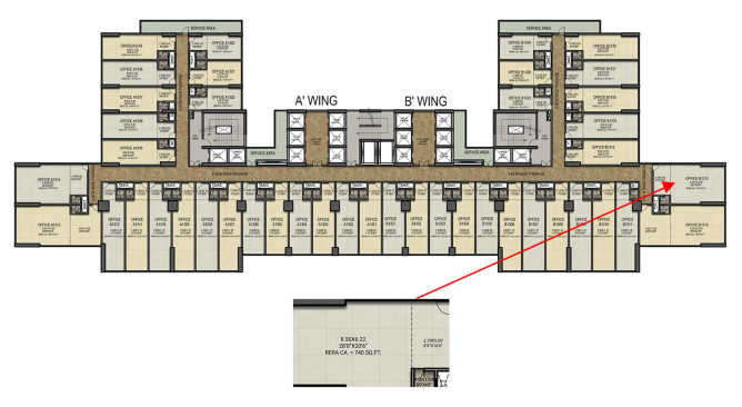 Emperia C2 Turbhe - Floor plan Commercial Office 740 Sq.ft