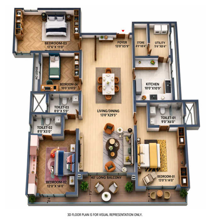Prestige Raintree Park Varthur - Floor plan 4 BHK 2500 Sq.ft
