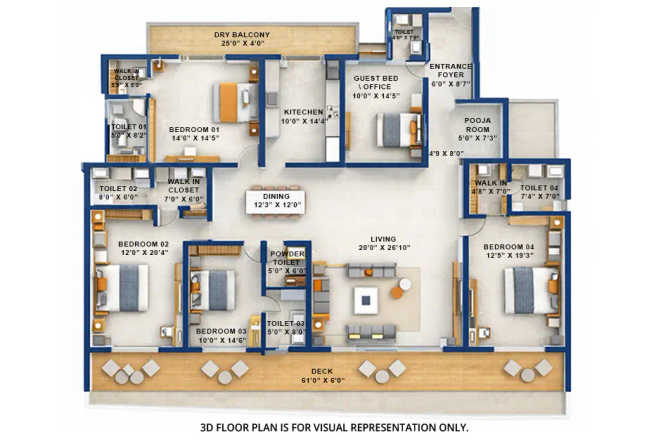 Gami Palm Amore Seawoods - Floor plan 5 BHK 2981 Sq.ft