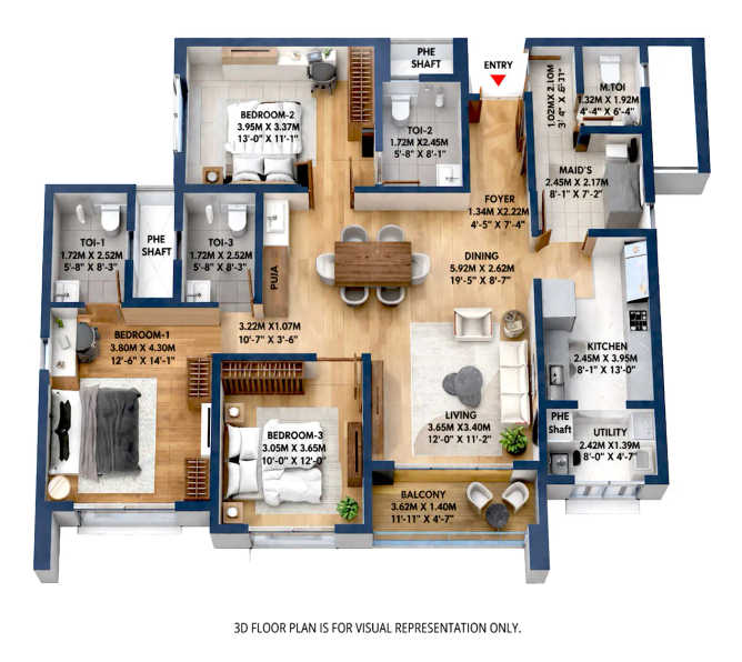 Brigade Altius Sholinganallur - Floor plan 3 BHK 2109 Sq.ft