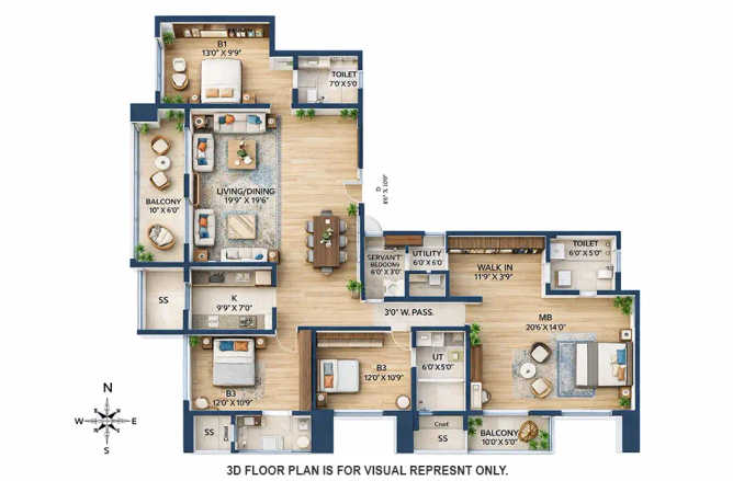 Promesa Fremont Chinchpokli - Floor plan 4 BHK 1873 Sq.ft