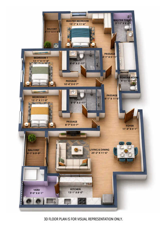 L & T Elara Celestia Hebbal - Floor plan 3 BHK 2094 Sq.ft
