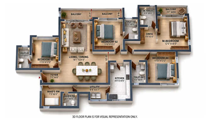 Prestige Evergreen Whitefield - Floor plan 4 BHK 2500 Sq.ft