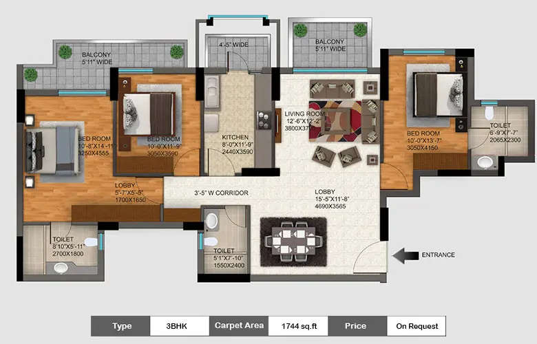 Floor plan for 4 BHK