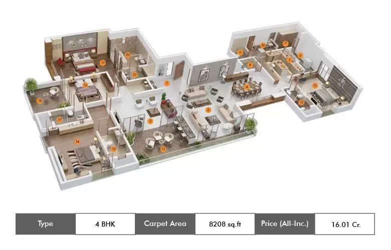 Floor plan for 4 BHK