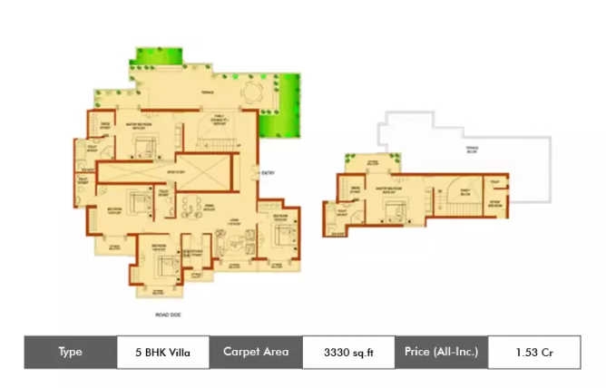 Amrapali Platinum Sector 119 - Floor plan 5 BHK 3330 Sq.ft