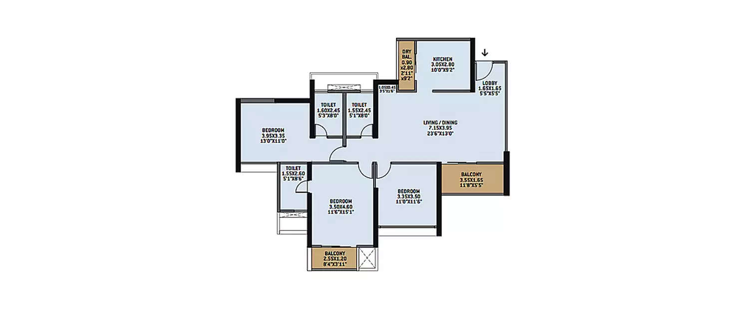 Floor plan for 4 BHK