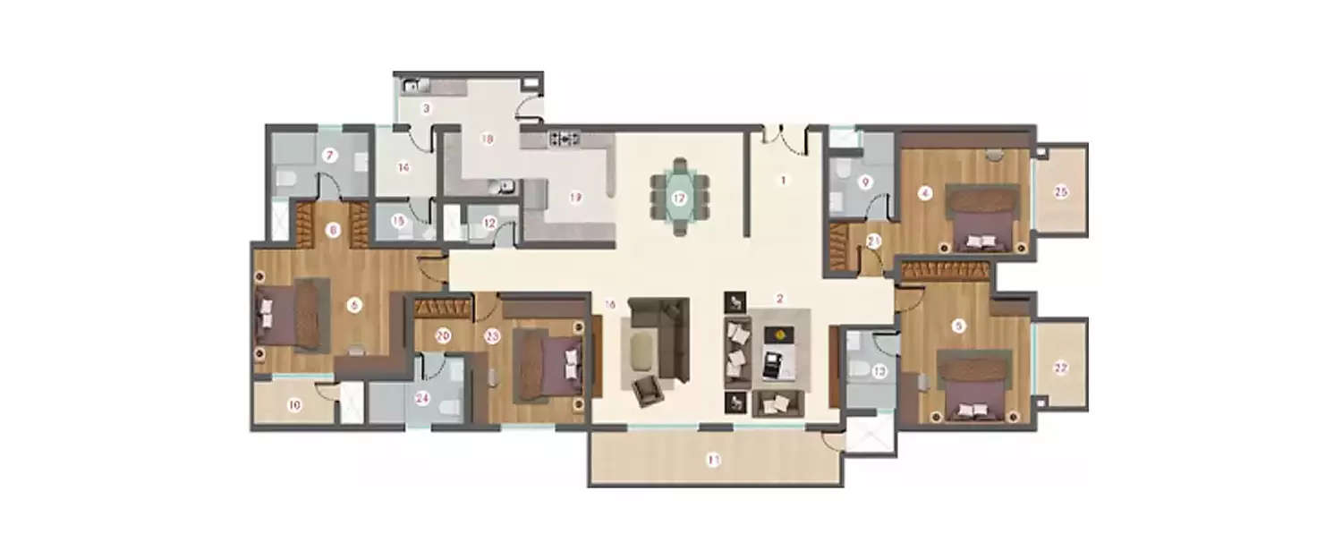Floor plan for 4 BHK