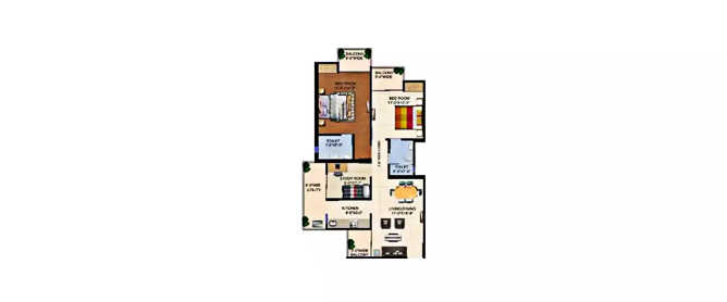 Ajnara Panorama Sector 22A - Floor plan 2.5 BHK 1250 Sq.ft