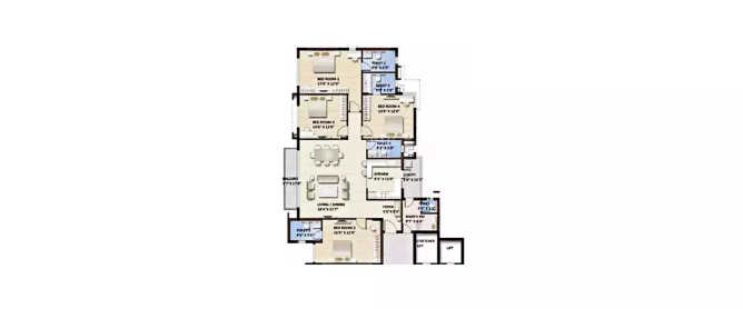 Purva Whitehall Devanahalli - Floor plan 4 BHK 2252 Sq.ft