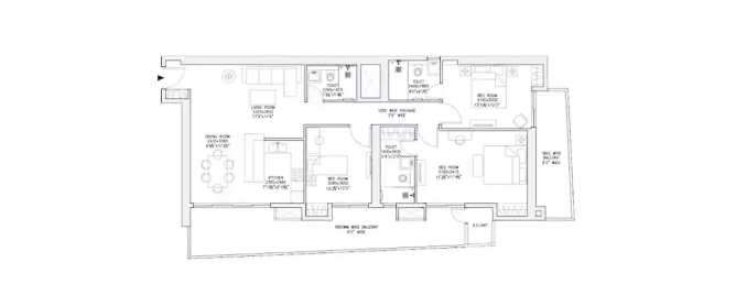 Supertech Supernova Sector 94 - Floor plan 3 BHK 1145 Sq.ft