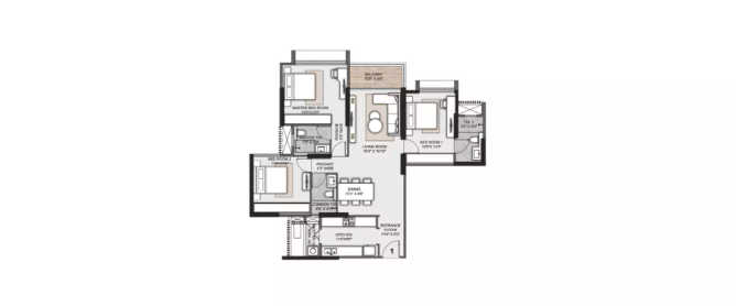 Rustomjee Bella Bhandup - Floor plan 3 BHK 902 Sq.ft