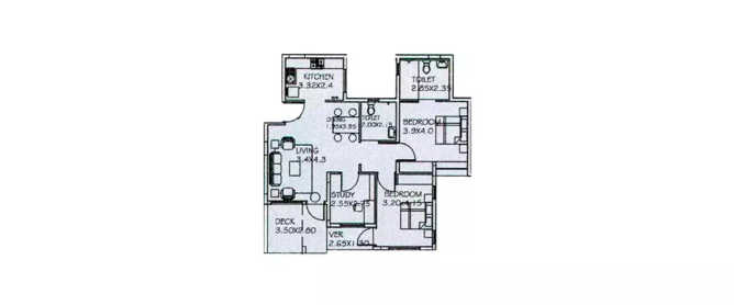 Paranjape Athashri Whitefield - Floor plan 2.5 BHK 1427 Sq.ft