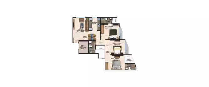 Devam Majesty Ghatkopar - Floor plan 3 BHK 777 Sq.ft
