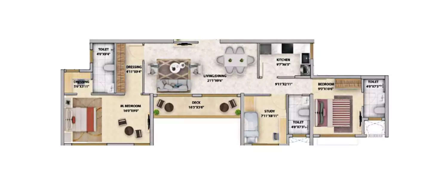 Floor plan for 2.5 BHK