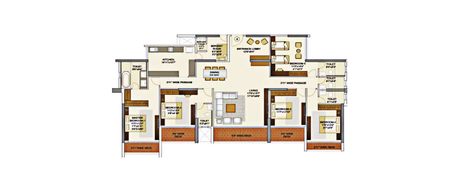 Floor plan for 5 BHK