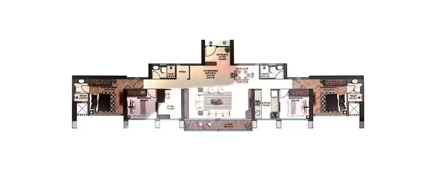 Floor plan for 4 BHK