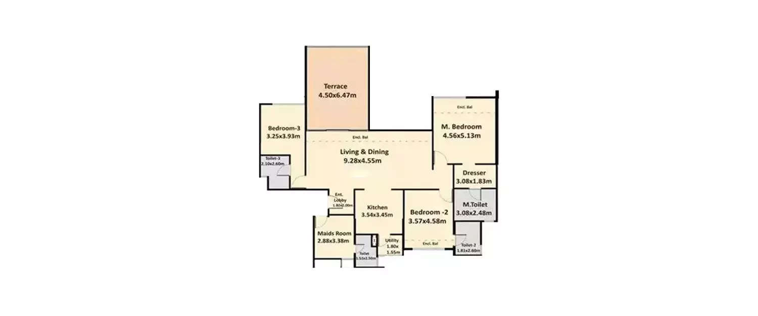 Floor plan for 3.5 BHK