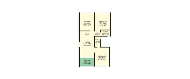 Safal Golf Residences Chembur - Floor plan 2 BHK 771 Sq.ft