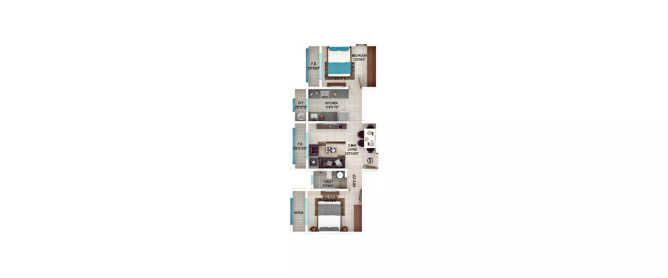 Ekta Regent Park Virar - Floor plan 2 BHK 675 Sq.ft