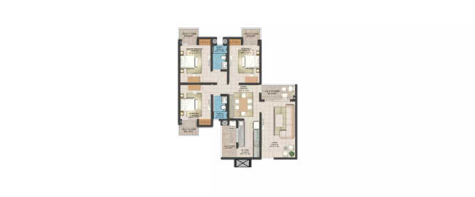 Pardos Okas Residency Sushant Golf City - Floor plan 3 BHK  Sq.ft