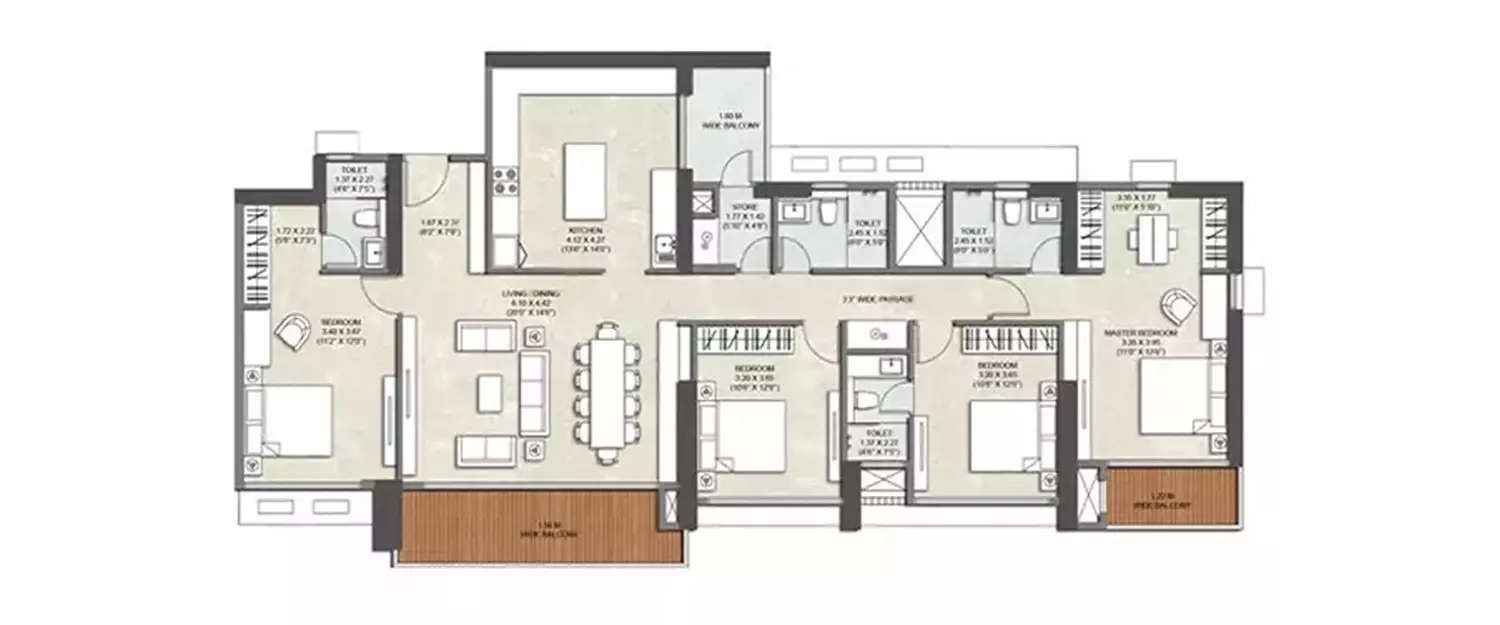 Floor plan for 4 BHK